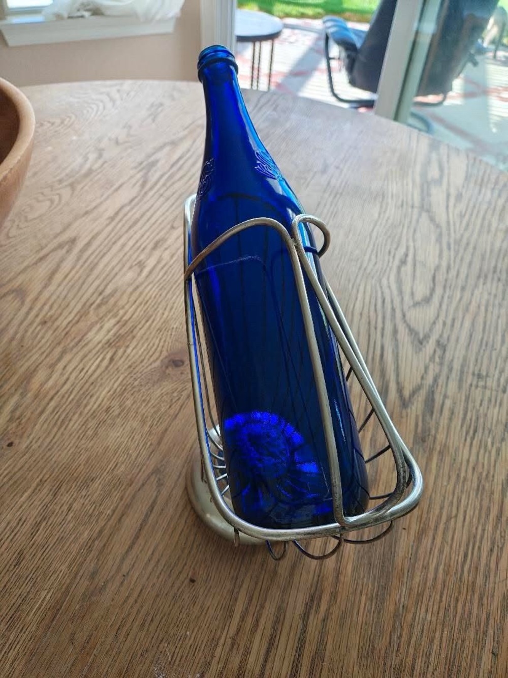 Vintage silver bottle basket or can be a bread basket